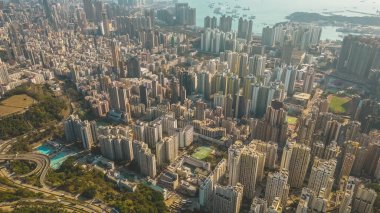 Hong Kong urban landscape of Middle Kowloon, Feb 28 2022