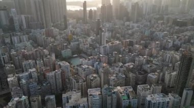 Kowloon 'un batı manzarası, Hong Kong, 28 Şubat 2023