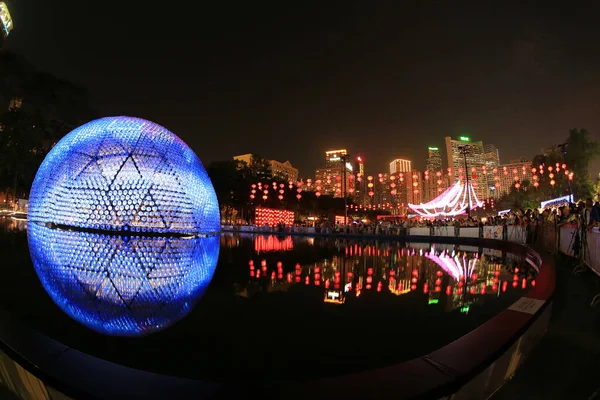 stock image Victoria Park dome lights up to celebrate the mid-autumn festival 17 Sept 2013