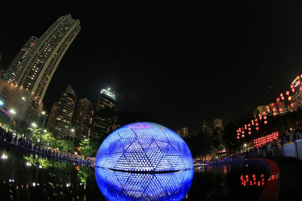 stock image Victoria Park dome lights up to celebrate the mid-autumn festival 17 Sept 2013