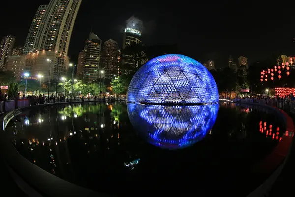 stock image Victoria Park dome lights up to celebrate the mid-autumn festival 17 Sept 2013