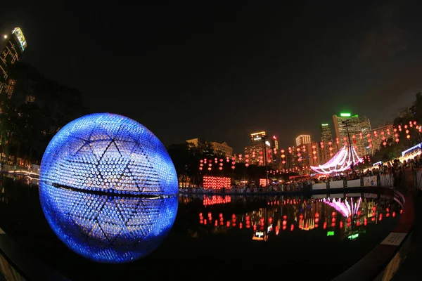 stock image Victoria Park dome lights up to celebrate the mid-autumn festival 17 Sept 2013