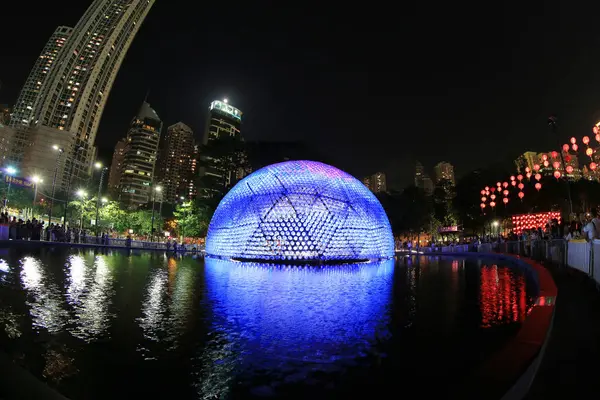 stock image Victoria Park dome lights up to celebrate the mid-autumn festival 17 Sept 2013