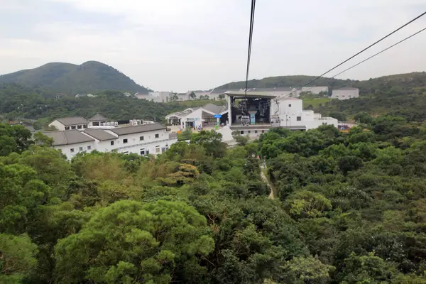 stock image Ngong Ping 360 aerial cable cars or sky tram 28 Sept 2013