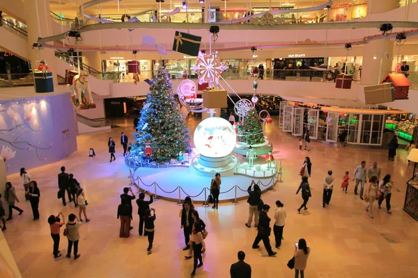 Vánoční Osvětlení Nákupním Centru Hongkong Listopad 2013 — Stock fotografie