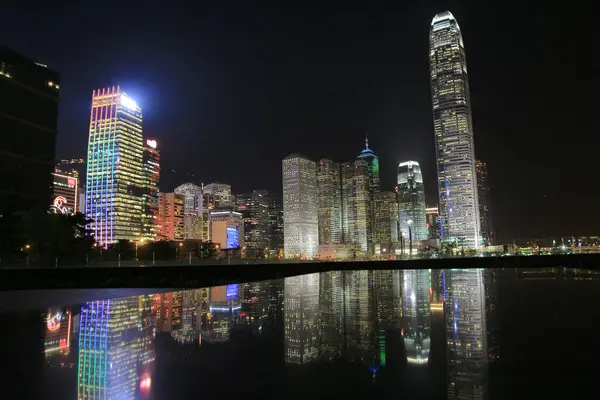Nov 2013 Den Hong Kong Skyskrapa Torn Hög Natten — Stockfoto