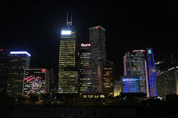 Nov 2013 Torre Rascacielos Hong Kong Altura Noche —  Fotos de Stock