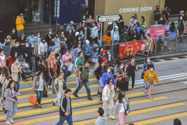 Hong Kong, Central 'da yoğun bir kavşak. 5 Mart 2023