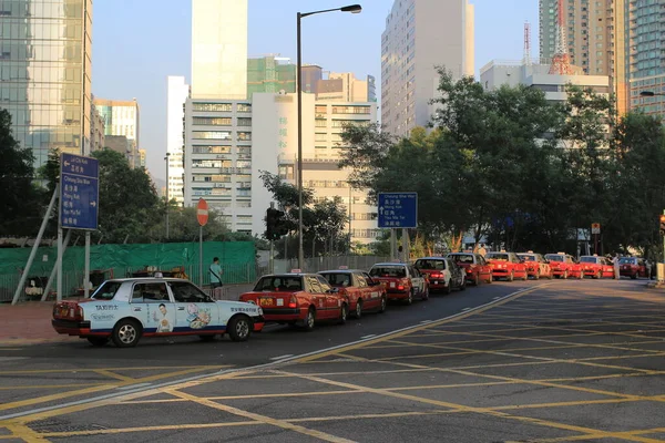 Typical Hong Kong Red Taxi Car Oct 2013 — Stock Photo, Image