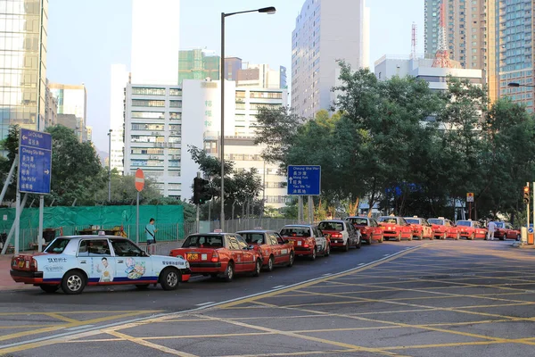 Typical Hong Kong Red Taxi Car Oct 2013 — Stock Photo, Image