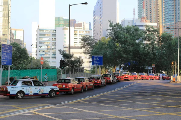 Ένα Τυπικό Χονγκ Κονγκ Κόκκινο Ταξί Οκτ 2013 — Φωτογραφία Αρχείου