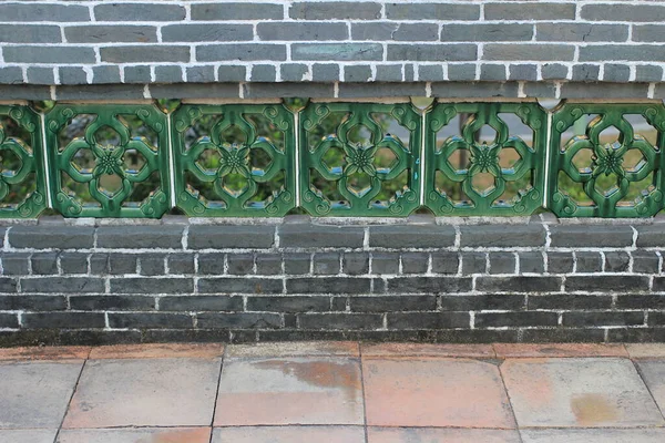 Chinese Brick Wall Green Style Window Background — Stock Photo, Image