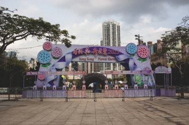 8 Mart 2023, Hong Kong çiçek fuarı Victoria Park 'ta.