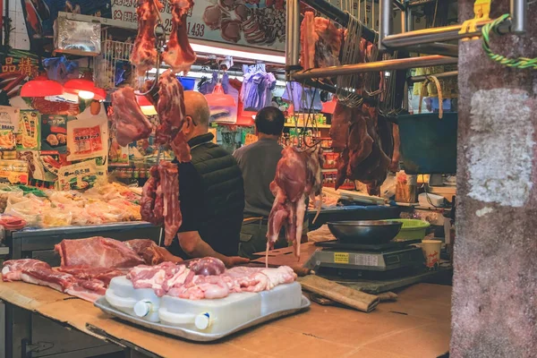 2023年3月8日香港街市屠房新鲜猪肉肉档 — 图库照片