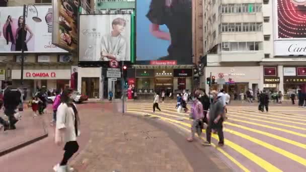 Voetgangersverkeer Times Square Causeway Bay Maart 2023 — Stockvideo