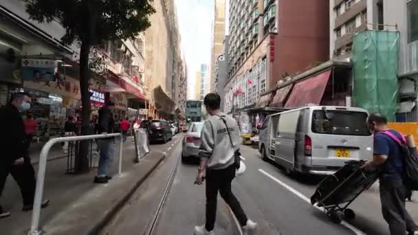 Mart 2023 Hong Kong Chun Yeung Caddesi Sokak Manzarası — Stok video