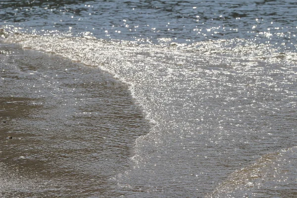海滩和软海浪背景的抽象沙子 — 图库照片