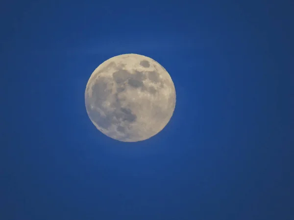 stock image the Full moon isolated on blue background.