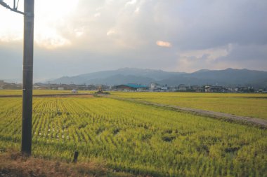 Japonya 'daki tren penceresinden görünen manzara.