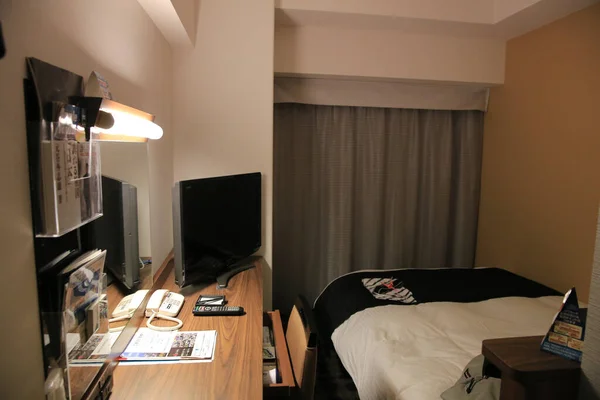 Μικρό Δωμάτιο Ξενοδοχείου Στην Ιαπωνία — Φωτογραφία Αρχείου
