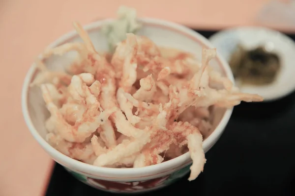 Nourriture Japonaise Bol Crevettes Frites — Photo