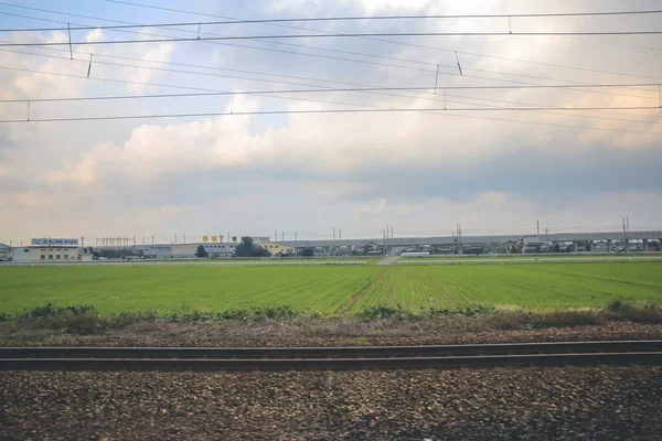 Θέα Από Παράθυρο Του Τρένου Στην Ιαπωνία — Φωτογραφία Αρχείου