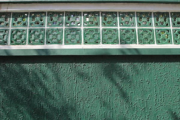Motif Chinois Mur Couleur Verte Extérieur — Photo