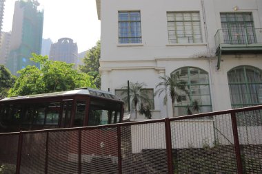 kırmızı renk tepe tramvay Hong Kong, 13 Ekim 2013