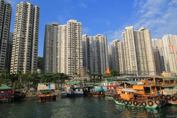 stock image Aberdeen Typhoon Shelters and Ap Lei Chau, Hong Kong 13 Oct 2013