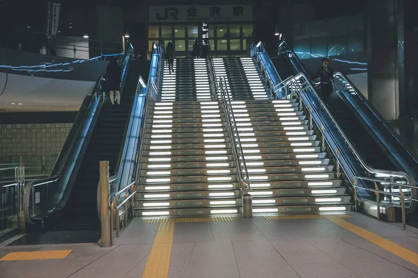 stock image the futuristic escalator in modern office, japan 30 Oct 2013