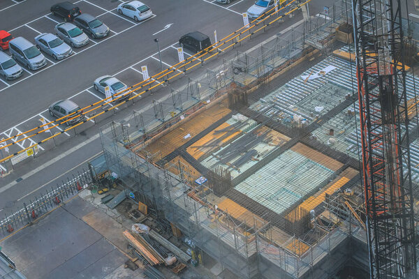 Under construction , the building site at hong kong