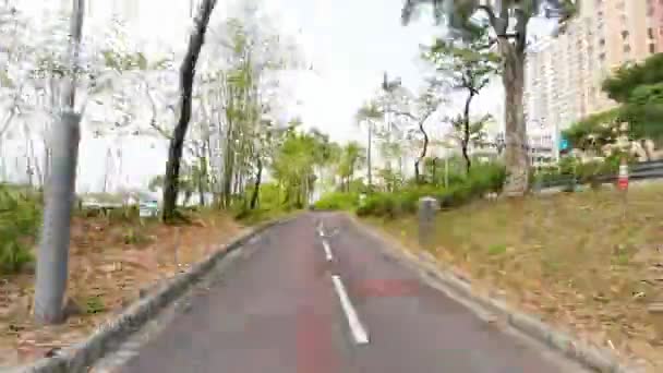 Rutas Bicicleta Sha Tin Por Carril Bici Marzo 2023 — Vídeo de stock