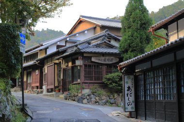 Arashiyama 'da genel sokak manzarası, Japonya 2 Kasım 2013