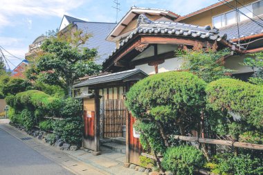 Arashiyama 'da genel sokak manzarası, Japonya 2 Kasım 2013