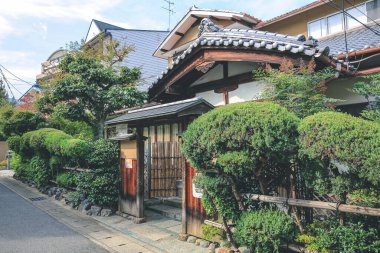 Arashiyama 'da genel sokak manzarası, Japonya 2 Kasım 2013