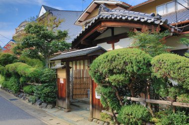 Arashiyama 'da genel sokak manzarası, Japonya 2 Kasım 2013