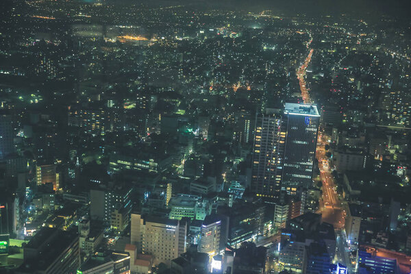 The Nagoya city , Japan cityscape at night 2 Nov 2013