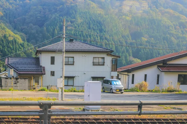 Takayama Linia Lokalny Pociąg Klasyczny Vintage Pociąg Paź 2013 — Zdjęcie stockowe