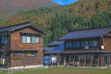 Shirakawa-go köyünün geleneksel binaları, Japonya 1 Kasım 2013