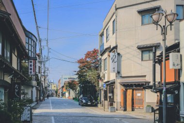 Güzel ve Geleneksel Sokak Takayama, Japonya 31 Ekim 2013