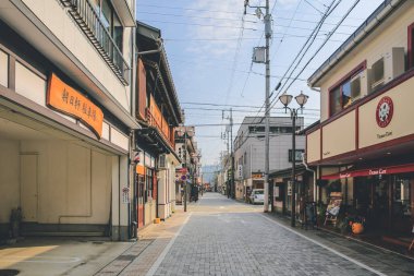 Takayama, Japonya 'daki sokak manzarası, seyahat kavramı 31 Ekim 2013