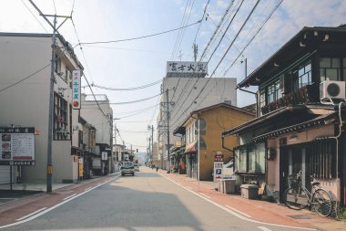 Takayama, Japonya 'daki sokak manzarası, seyahat kavramı 31 Ekim 2013