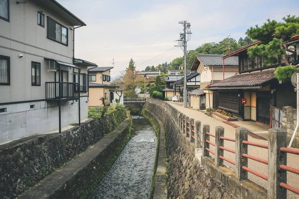 River Edge Old Town District Takayama Oct 2013 — Stock Photo, Image