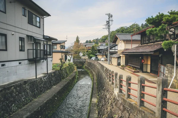 Rivier Aan Rand Van Het Oude Stadsdeel Takayama Okt 2013 — Stockfoto