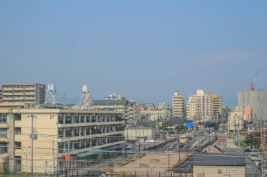 Shinkansen 'in hızlı tren hattının manzarası.