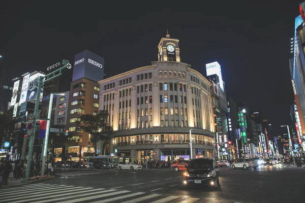 Nachtansicht Der Kreuzung Ginza Nov 2013 — Stockfoto