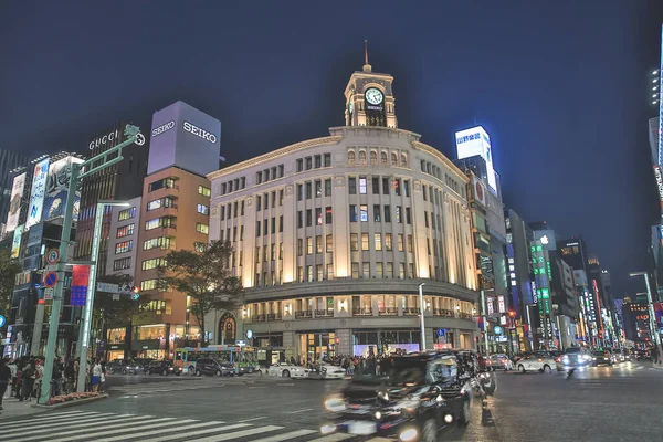 Night View Ginza Intersection Nov 2013 — Stock Photo, Image
