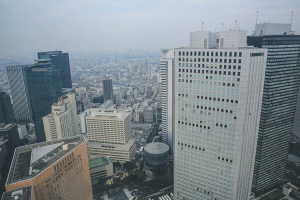 The Shinjuku, Tokyo, Japan financial district cityscape. 3 Nov 2013