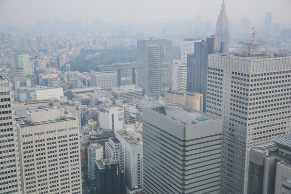The Tokyo urban skyline rooftop view, Japan. 3 Nov 2013