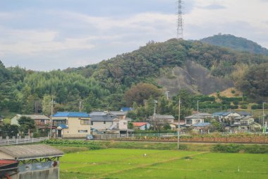 Shinkansen 'in hızlı tren hattının manzarası.